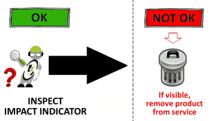 Impact indicator label for 45 mm energy absorbers en Orión Seguridad