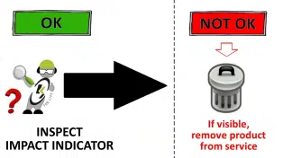 Impact indicator label for 45 mm energy absorbers en orión seguridad