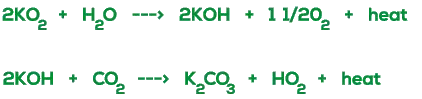 Reacción química ko2 autorrescatador oxígeno químico en orion seguirdad